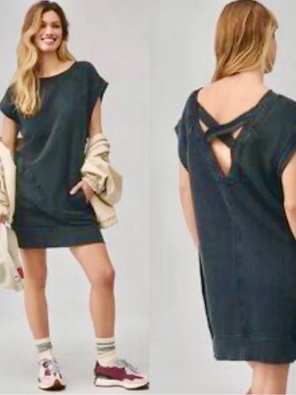 Daily Practice by Anthropologie Distressed Black Raw Edge Short Dress